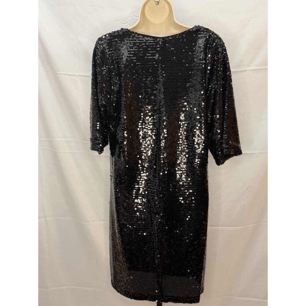 City Chic Black Sequin V-Neck Dress Size XS/14 - Picture 7 of 7